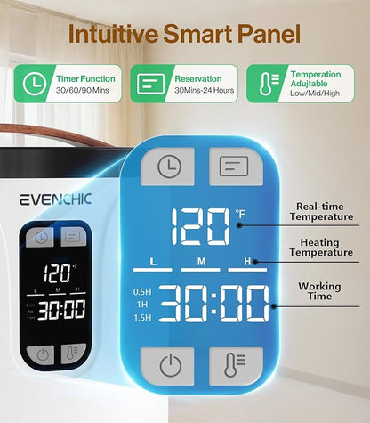Evenchic Towel Warmer, 20L Hot Towel Warmers for Bathroom with 24H Timer, Temperature Adjustable, LED Display, Auto Shut Off, Even Heated for Oversized Towels, Bathrobes, Valentine Gifts