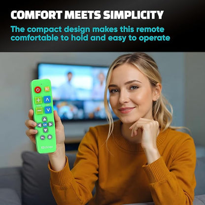 EZclicker Plus Big Button Universal TV Remote (Green) Simple Easy to Use, Works with Major TV Brands (2xAAA Batteries Not Included)