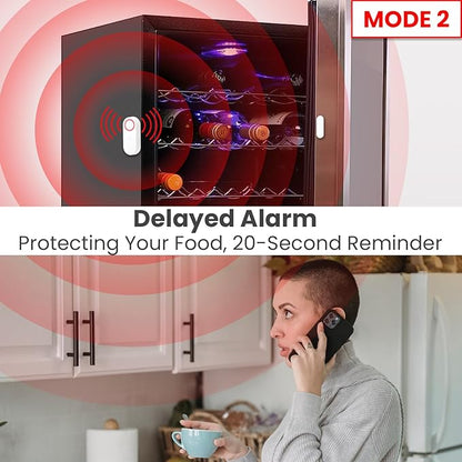 Freezer Door Alarm with Delay When Left Open, Door Chime Window Open Alarm Close Doors Reminder Loud 120 dB for Home, Store, Office, School
