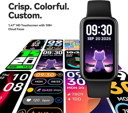 Enfit Fitness Trackers,Smart Watch with 1.47" Color Screen,100+Sport Modes Fitness Watch with Heart Rate Sleep Monitor, Pedometer Step Counter Watch, 3TAM Waterproof Activity Trackers for Women Men,BK