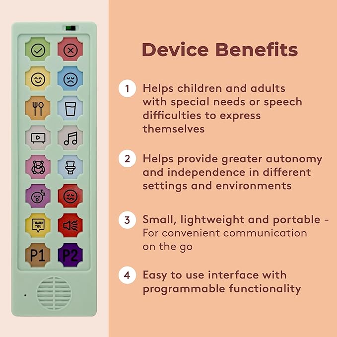 AAC Device for Autism & Speech Therapy. Non Verbal Communication Tools for Kids & Adults. Programmable AAC Communication Device. Alternative to Autism Communication Cards & PECS Cards for Autism