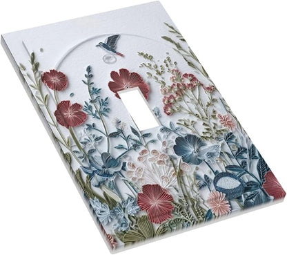 Bvtewkhz Wildflowers Flowers Floral Plants 1 Gang Single Toggle Wall Plate Cover Decorative Light Switch Covers Electrical Faceplate Switch Plates for Bathroom Kitchen Home