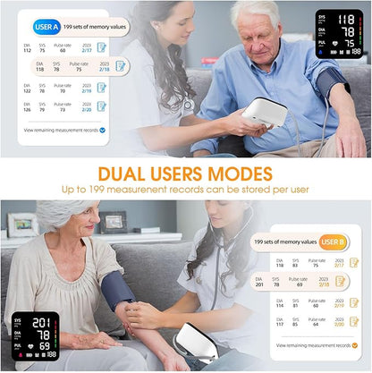 Blood Pressure Machine, Automatic Upper Arm Blood Pressure Monitor with 2x199 readout, 4.5 inch Backlit Large Screen Adjustable Large Cuff 9 to 17 inches - arrhythmia and Home Hypertension Detector
