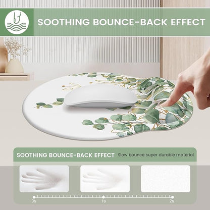 iLeadon Ergonomic Mouse Pad Set with Wrist Support, Easy Typing & Pain Relief, Non-Slip Base for Computer Home, Eucalyptus