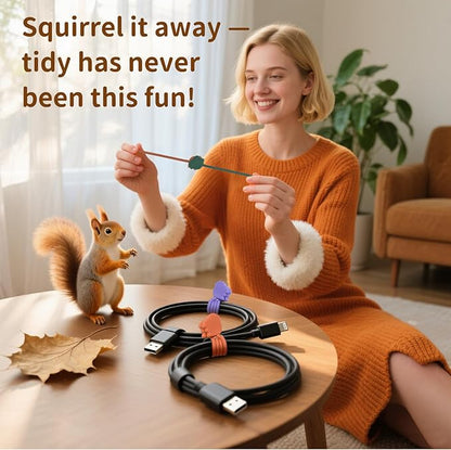 SOLIDATOR Fun Squirrel Magnetic Cable Ties – 24 Pack, Reusable Silicone Cord Organizers for Home & Office, Strong Magnetic Hold, Assorted Colors, Ideal for Cable Management, Novelty Gift