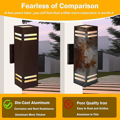 iYogaled Dusk to Dawn Outdoor Wall Lights Fixture – ETL Listed, Aluminum Waterproof Wall Mount Square Design- Modern Exterior Lighting Outdoor Wall Sconce for Porch, Patio, Front Door