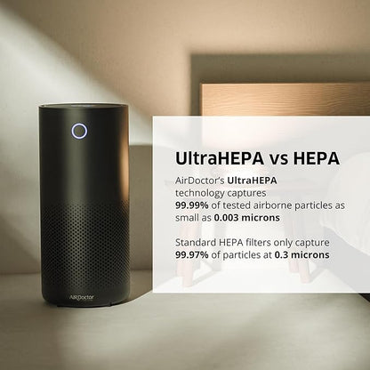 AirDoctor 4000 Air Purifier for Large Rooms | Triple filtration technology with UltraHEPA, Carbon/VOC material & Air Quality Sensor | Captures Particles 100x Smaller Than HEPA Standard (Black)