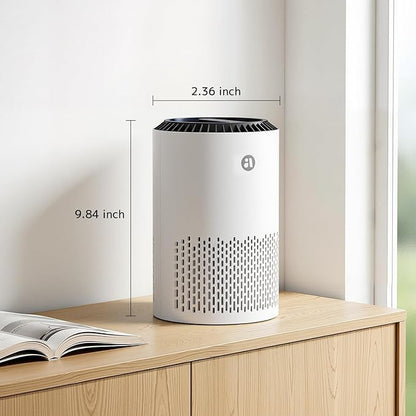 AROEVE Air Purifiers for Bedroom Home, 3 Layer Filter for Smoke Pollen Allergies Pet Dander Odor, Sleep Mode, Energy Saving, 4 Speeds, Timer for Office, Dorm, MK01A White+Blue