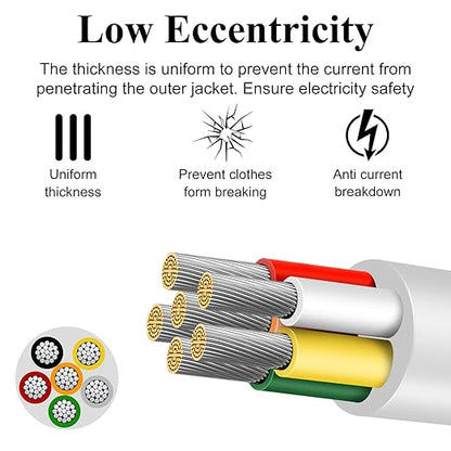 22 Gauge 6 Conductor Electrical Wire, 49.2FT Low Voltage 22/6 Tinned Copper Stranded 6 Wire Cable, 22 AWG White Flexible Extension Power Cord for Sprinkler, Thermostat, Speaker, Irrigation, Automotive