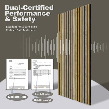 Acoustic Wall Panels, 2 Pack Wood Slat Wall Panel, Soundproof Wall Panels, 3D Textured Wall Decor for Ceiling and Wall, 23.6" x 47.2", in Walnut Finish
