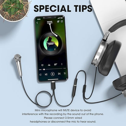 Mini Microphone for iPhone iPad Small ASMR Tiny Microphone for Voice Video Recording Singing, Vlogging, Podcasting YouTube (1 PCS Silver)