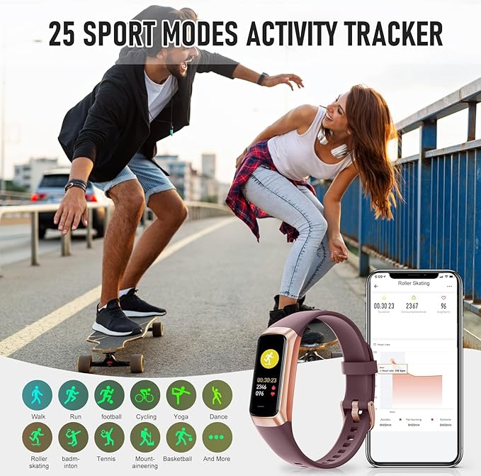 Fitness Tracker with 24/7 Heart Rate Blood Oxygen Sleep Monitor, 1.1" AMOLED Touch Screen Activity Tracker Smart Watches, IP68 Waterproof Step Counter Pedometer for Women Men