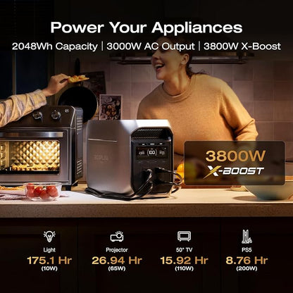 EF ECOFLOW Portable Power Station DELTA 3 MAX Plus with 2X220W Solar Panel, 3000W Max Output, Fast 0–80% Recharge in 64mins, Reliable Home Backup & RV Camping