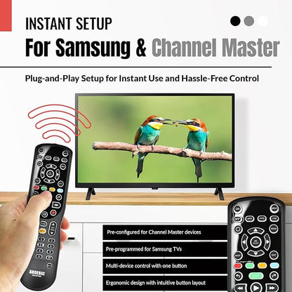 ANDERIC RRCM7500 for Channel Master DVR Remote Control CM7500XRC2 Replacement Remote for Channel Master - Works 100% - Works CM7500XRC2, CM7500GB16, CM7001, CM7004, CM7500TB1