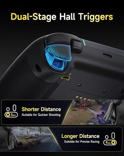 EasySMX X05Pro Wireless PC Controller – Quiet-Press Buttons, 2-Stage Impulse Triggers, 2 Programmable Buttons, Hall Joysticks, 1000mAh Battery, 1000Hz Polling Gaming Controller for PC/Switch/Android/iOS