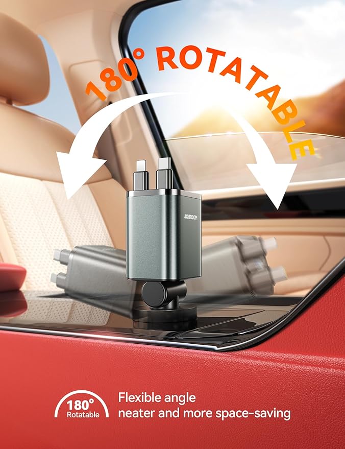 [2025 Ultra-Compact] JOYROOM Retractable Car Charger 84W Car Charger USB C for iPhone 16 Fast Charging, Car Accessories, Car Adapter Travel Essentials Gifts for Women Men, for iPhone 16 15 14 13 12