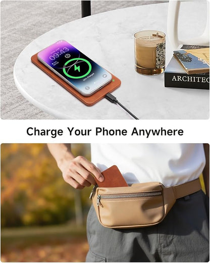 Valet Tray, Built in Wireless Charging Pad, Nightstand Organizer, Two-Toned Premium Vegan Leather Desk Bedside Caddy Organizer Tray for Keys, Watch, Wallet,Jewelry (Brown Patchwork)