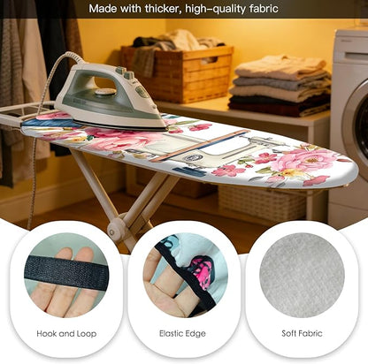 Nuxovilar Ironing Board Cover Needle Cotton 15x54 Inches | Ironing Board Cover and Pad Vintage Floral Needle Cotton for Bedroom, Laundry Nook, Craft Room