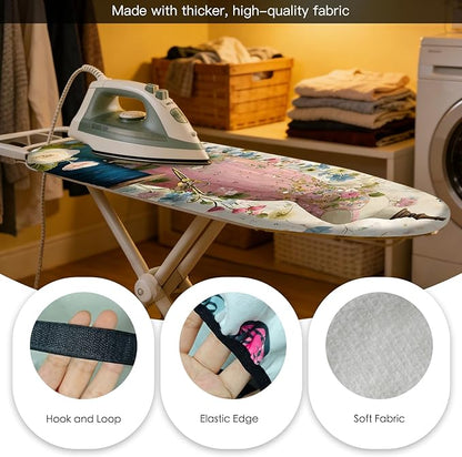 Nuxovilar Ironing Board Cover Needle Cotton 15x54 Inches | Ironing Board Cover and Pad Floral Gown Sewing Design for Sewing Room, Bedroom, Laundry Space