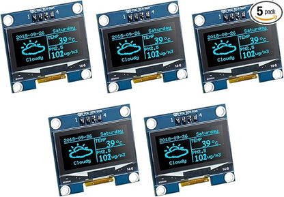 Hosyond 5 Pcs 1.3 Inch IIC I2C OLED Display Module 128x64 Pixel SH1106 Screen Module Compatible with Arduino/Raspberry Pi (Blue)