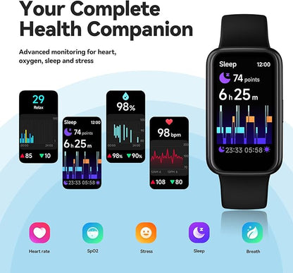 Enfit Fitness Trackers,Smart Watch with 1.47" Color Screen,100+Sport Modes Fitness Watch with Heart Rate Sleep Monitor, Pedometer Step Counter Watch, 3TAM Waterproof Activity Trackers for Women Men,BK