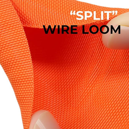 HOLED 5/8 inch Split Braided Cable Management Sleeve for USB Cable Power Cord Audio Video Cable, Wire Loom Cord Protector from Cat Dog Chewing (Orange, 10FT)