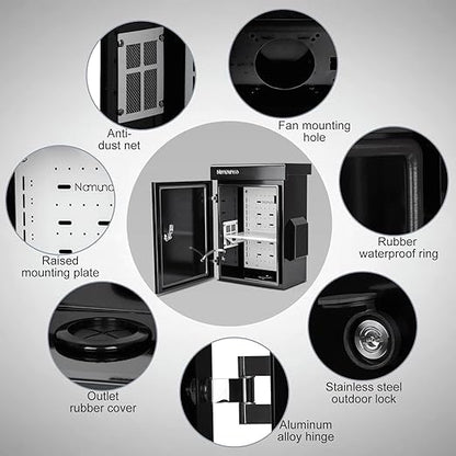 Outdoor Electrical Box, Cold-Rolled Steel Plate, Aluminum Alloy Back Beam, One-Piece Ventilation Design, IP65 Waterproof, Wall/Pole Mounted (17.8" x 13.8" x 7.9")