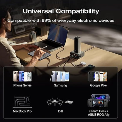 EF ECOFLOW Rapid Pro Power Bank (27650mAh, 300W Max Output, 140W Built-in Cable), 4-Port Portable Charger, TSA-Approved, Up to 320W Recharge, Compatible with MacBook, iPhone 17/16/15, Galaxy, Laptop