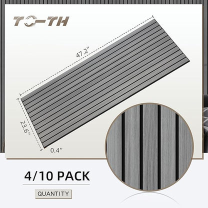 TO-TH Wood-Look Acoustic Wall Panels, 10 Pack 47.2” x 23.6” Sound Panels, Decorative Wood Panels for Wall Sound Dampening Panels for Home, Office, Basement, Gray Oak with Mitered Edges