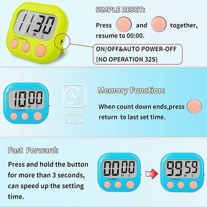 Classroom Timers for Teachers Kids Large Magnetic Digital Timer Teacher Supplies 12 Pack-Blue Green