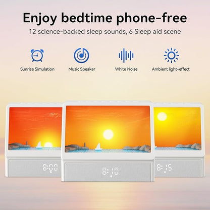 Sunrise Alarm Clock with Sound Machine for Bedrooms Heavy Sleepers,Smart Wake Up Light Sunrise Alarm Clock White Noise Machine for Adults Kids(White)