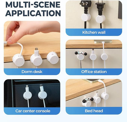 Cord Organizer Holder, Cable Management Cord Holder Organizer, Under Desk Cord Hider, for Home Office Desk Phone Car Wall Desktop Nightstand (Black-6PCS)