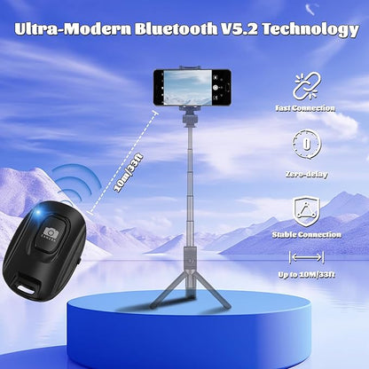 VYVIYON Bluetooth Camera Remote Shutter for iPhone and Android Smartphones, Rechargeable Wireless Phone Remote Control,Selfie Button for Photos and Videos, Charging Cable Included-Black