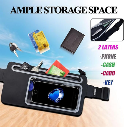 Dry Bags Waterproof Fanny Pack Women for Swimming Men Kids Beach Travel Water Sports Kayaking Boating Floating Fishing Hiking,Running Belt Bag GYM Exercise, Small Cell Phone Waist Pouch Black