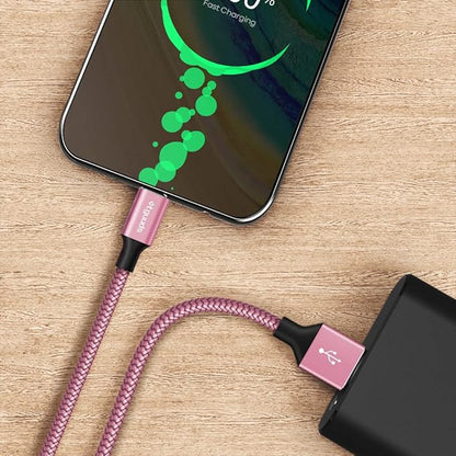 etguuds USB A to USB C Cable 6.6ft, 2-Pack, 3A Fast Charging Type C Charger Cord for iPhone 17 16 15 Pro Max 16e 17 Air, Samsung Galaxy S25 S24 S23 S22 S21 S20 A17 A16 A56 A55 Flip Fold, Pink