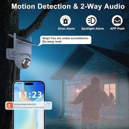 Kweiugfi 4G LTE Cellular Security Camera Outdoor,365 Days Unlimited Data,Wireless Solar Security Camera,2K Color Night Vision,360° Live View,Real-time Alerts,Motion Sensor,64G TF Card, No WiFi Needed