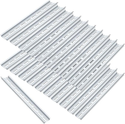 VAMRONE 20 Piece Aluminum DIN Rails, 12 Inches Long, 35mm Wide, 7.5mm High, Top Hat Slotted DIN Rail with RoHS