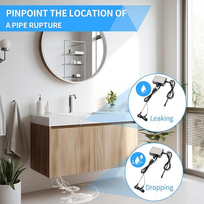 Water Leakage Detector, Underground Water Pipe Leak Detector Monitor with Intelligent High Sensitivity for Site Construction, Car Maintenance and Pipeline Locator