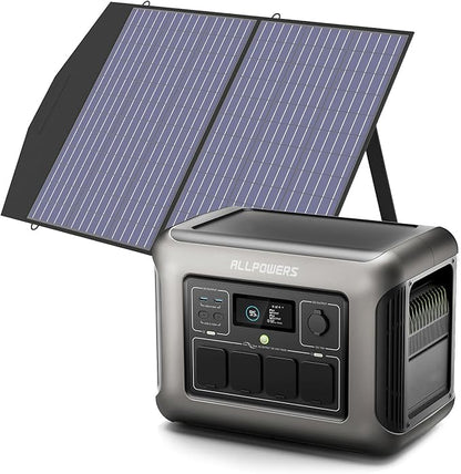 ALLPOWERS R1500L Portable Power Station with SP027 Solar Panel, 1600W 1056Wh LiFePO4 Solar Generator with 100W Panel Included, Solar Power with UPS Function, Fast Charging