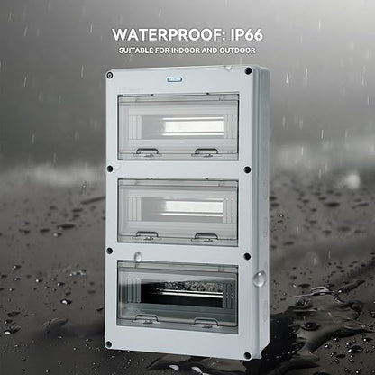 MOLLOM 36 Way Circuit Breaker MCB Distribution Protection Box with DIN Rail, IP65 Waterproof,for Indoor and Outdoor