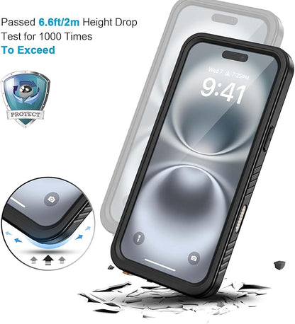 Lanhiem for iPhone 16 Plus Case Magnetic, Waterproof Dustproof Cover [Built in Screen Protector] [Compatible with MagSafe], Full Body Heavy Duty Protective Phone Case for iPhone 16 Plus - 6.7” (Black)
