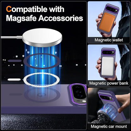 Magnetic for Google Pixel 9 Pro XL Case, [Military Grade Drop Protection] [Compatible with MagSafe] Shockproof Slim Translucent Matte Anti-Slip for Women Girls Men Case, Deep Purple