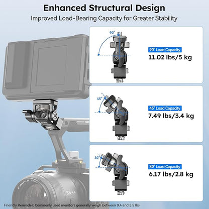 Sirui Camera Monitor Mount with 3/8” Retractable Locating Pins Mounting Base, Swivel and Tilt Adjustable Field Monitor Holder with Anti-Twist Pin for 5" and 7" Monitors, AM-MT02