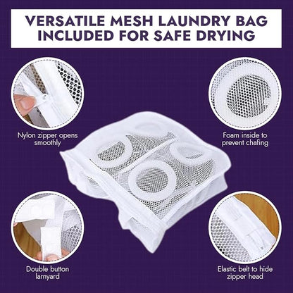 Wash Express Shoe Cleaning Kit: Shoe Washing Bag (2pcs), Mesh Laundry Bag for Shoe Dryer and Adjustable Shoe Trees (5 pc kit)