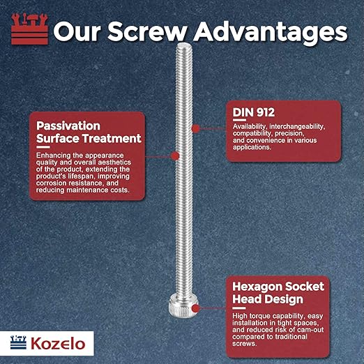 Kozelo 25pcs Socket Head Cap Screws - [M4-0.7 x 70mm] 304 Stainless Steel Allen Socket Drive for Electrical Motor 3D Printing Fan Engine Replacement Use, Silver