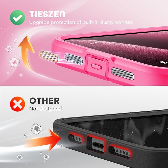 Magnetic for iPhone 15 Pro Max Case, Compatible with MagSafe, Built-in Privacy Screen Protector and Camera Protection, Anti Spy Full Body Dustproof Shockproof Hard Phone Case 6.7", Hot Pink
