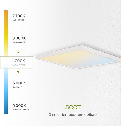 ASD LED 12" Square Flush Mount Ceiling Light Fixture, Low Profile Surface Lighting | 5CCT, Dimmable, Ultra-Thin, ETL Listed | 24W 1700LM 2700-6000K 120V | Kitchen, Hallway Lamp | White, 4 Pack