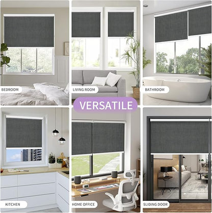 Astomi Motorized Blinds with Remote - Blackout Smart Roller Shades Compatible with Alexa & Goggle Home, Solar Rechargeable, Custom Size 22" - 100" for Indoor Window, Forest