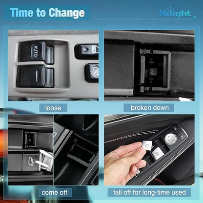 Nilight Power Master Window Switch Compatible with 2009 2010 2011 2012 Dodge Ram 1500 2500 3500 Front Left Driver Side Windows Control Replacement Set with Removal Tool