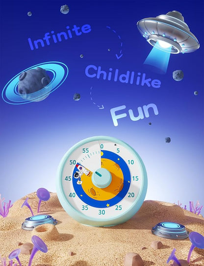 Visual Timer for Kids, 60-Minute Countdown Timer for Classroom Office Kitchen, Desk Timer Kids Time Management Tools with Silent Operation, Pomodoro Time Rainbow Pattern